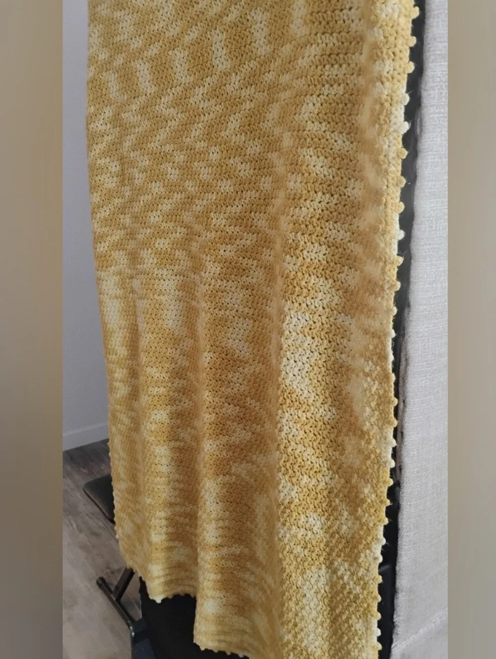 Handmade Mustard Crochet Blanket - Super Warm&Cozy💛